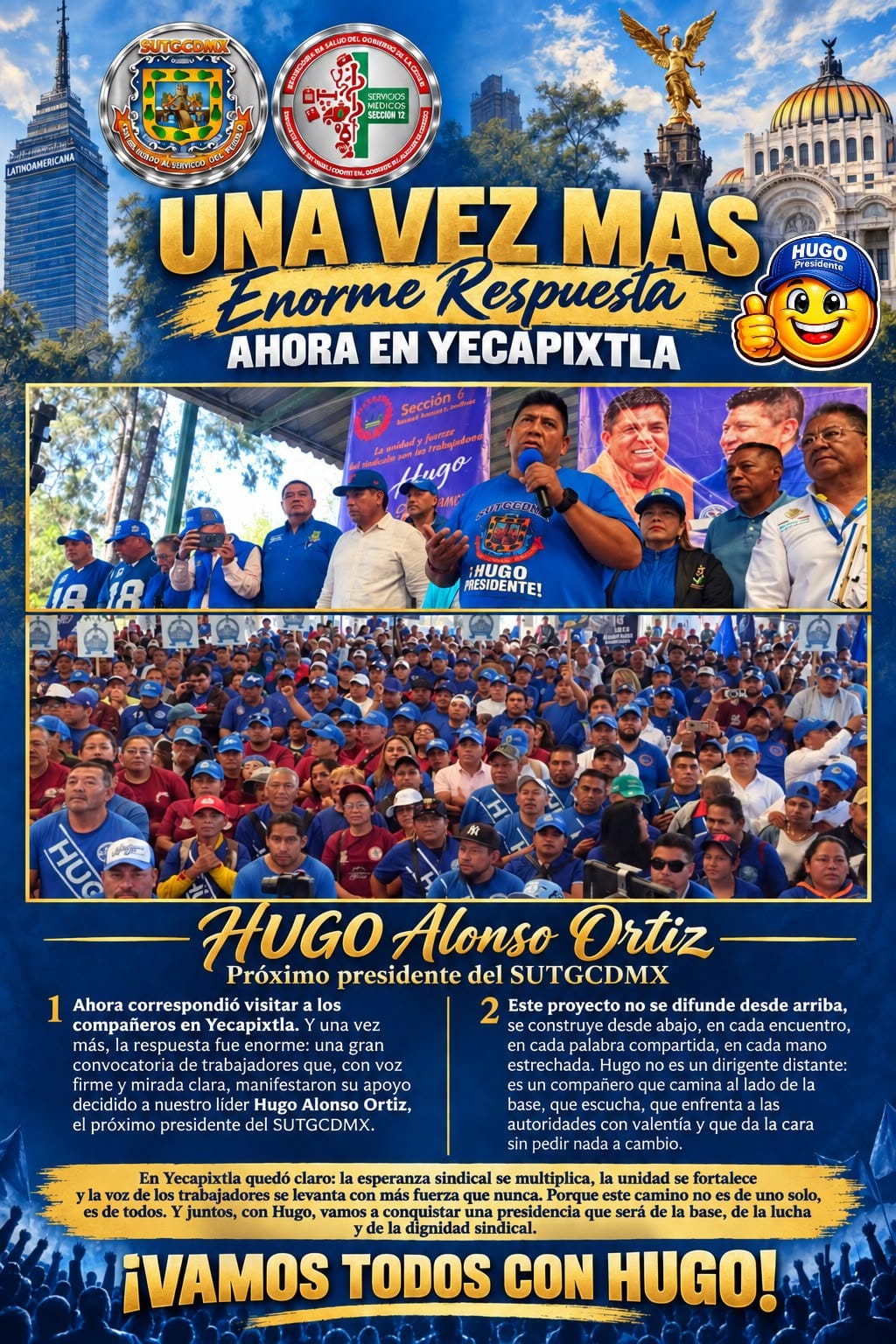 Cartel de respaldo al presidente Hugo Alonso Ortiz en Yecapixtla